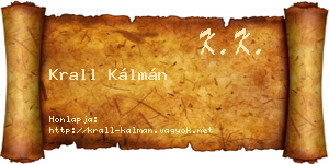 Krall Kálmán névjegykártya